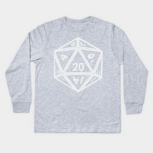 Transparent D20 Dice (White Outline) Full Size Kids Long Sleeve T-Shirt